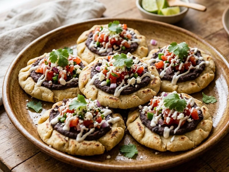 Picaditas mexicane cu fasole neagră | Street food autentic