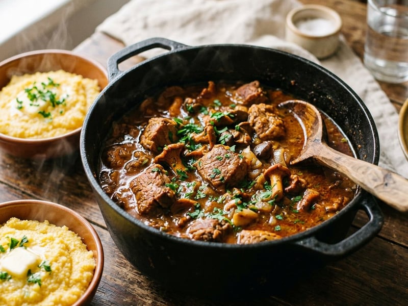 Haiduk-style pork stew with wild mushrooms