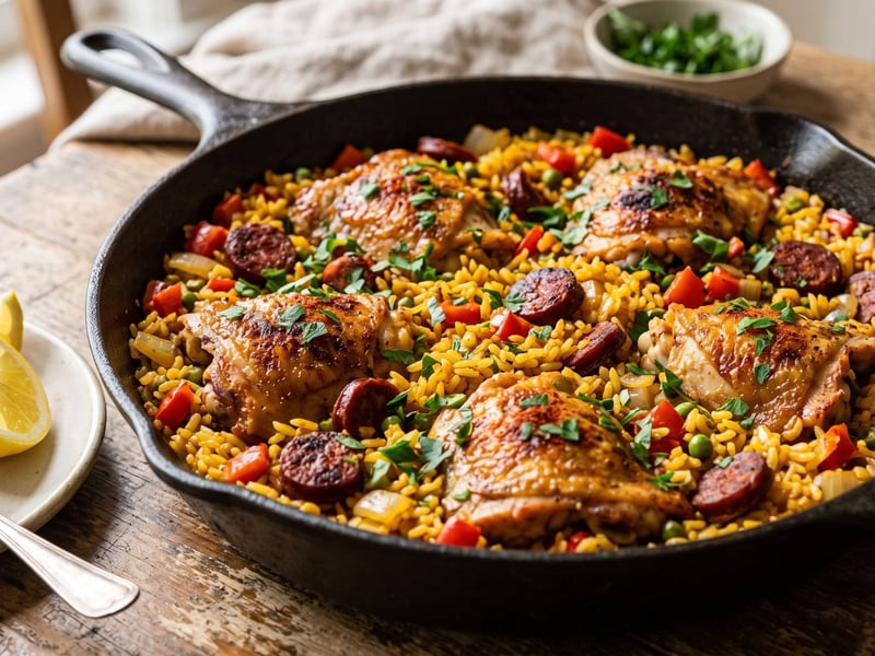 Arroz con pollo y chorizo | Spanish Rice with Chicken and Chorizo