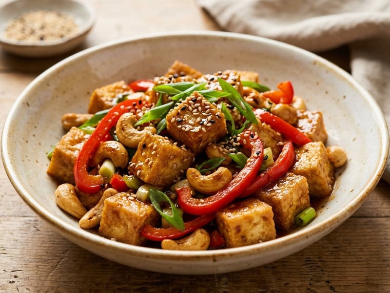 Tofu crocant cu caju la wok | Cină în 15 minute