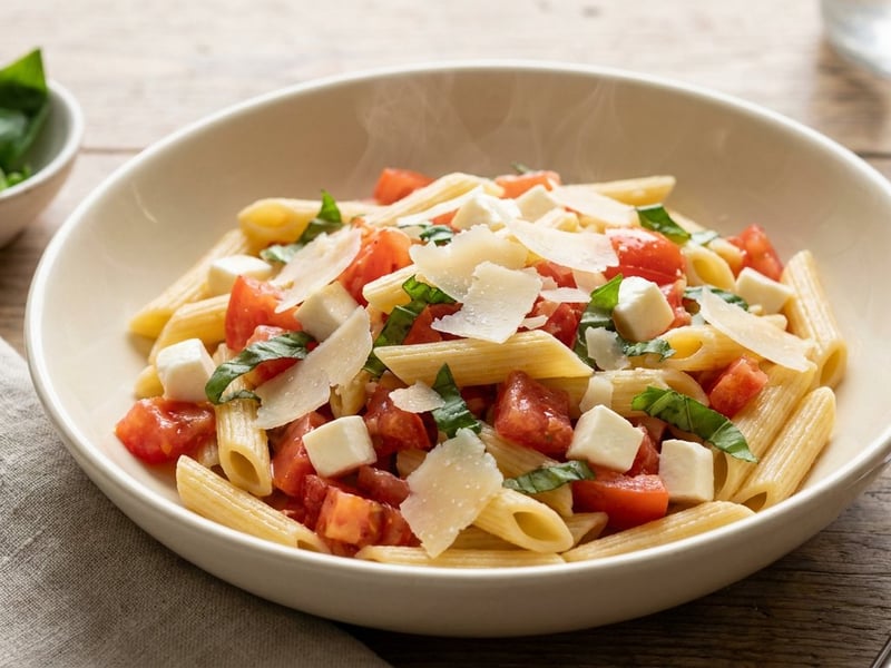 Penne alla Checca | Paste romane rapide cu roșii proaspete și mozzarella