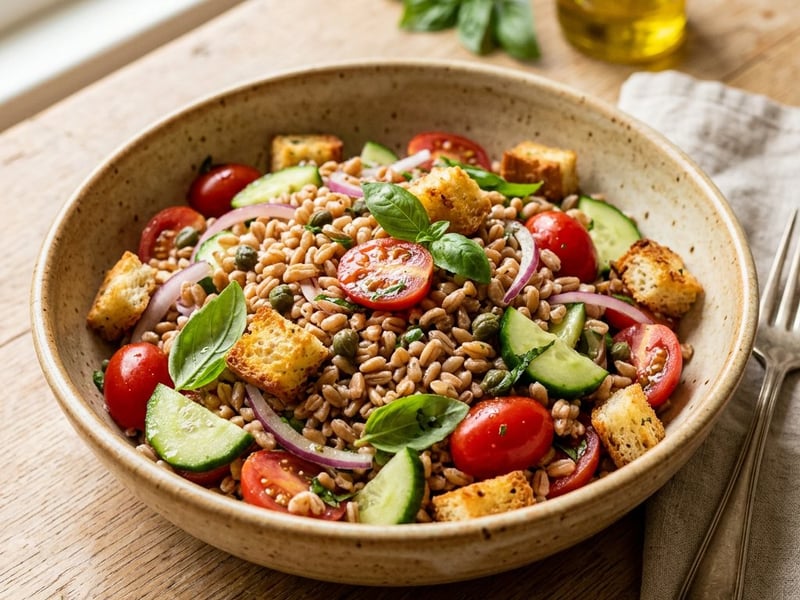 Salată toscană de farro Panzanella | Prânz italian crocant