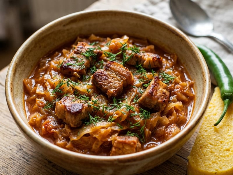 Varză dulce scăzută cu pulpă de porc