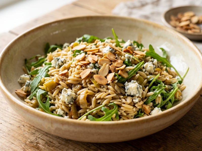 Salată de orzo cu praz caramelizat și gorgonzola | Prânz toscan