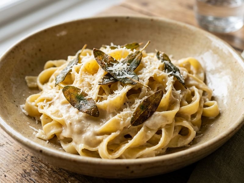 Tagliatelle cu cremă de țelină coaptă și salvie | Clasic italian rafinat