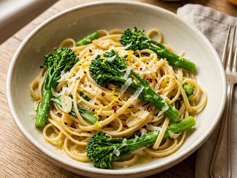 Linguine cu bimi și lămâie | Cină italiană rapidă