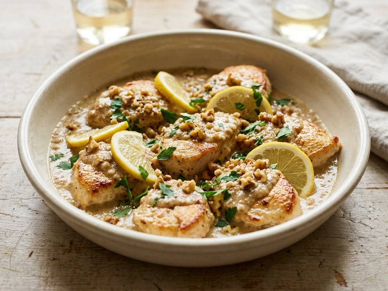 Greek Chicken with Walnut Lemon Sauce | Quick Dinner