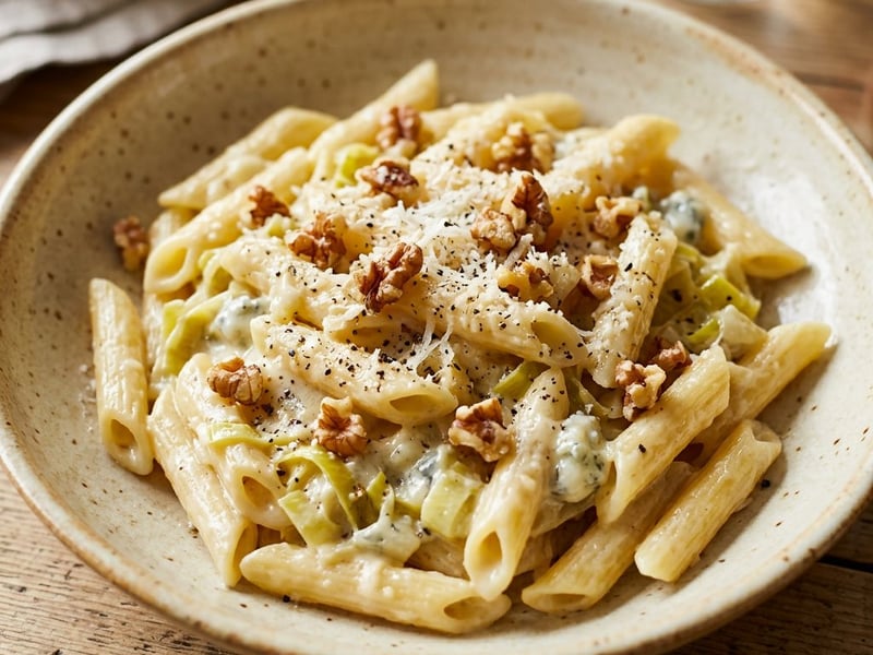 Penne with Leek and Gorgonzola | Creamy Italian Classic