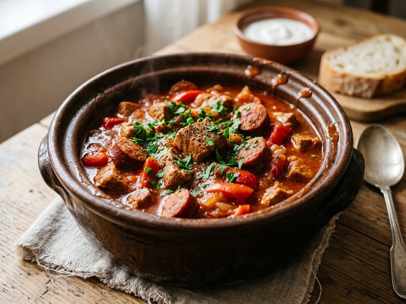 Tocană haiducească de porc cu cârnați | Fragedă și bogată