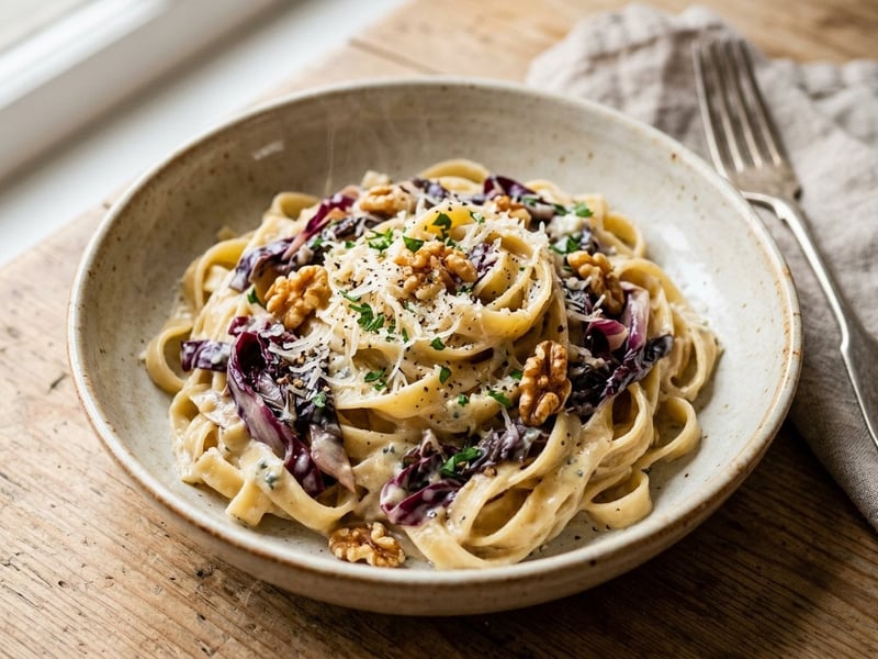 Tagliatelle cu radicchio caramelizat și gorgonzola | Savoarea Italiei