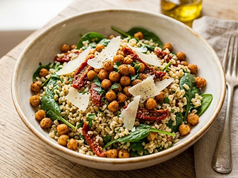 Salată de bulgur cu năut crocant | Prânz toscan sățios