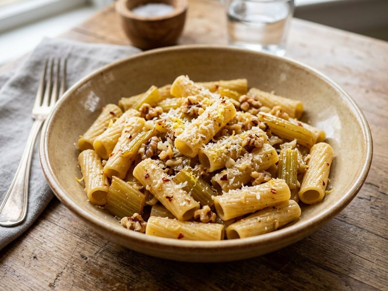 Rigatoni cu țelină apio caramelizată | Savoare italiană