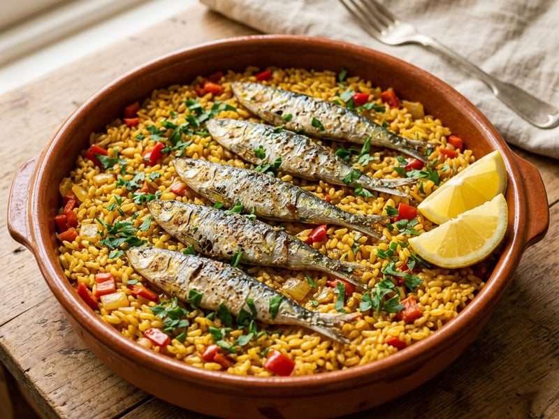 Arroz con sardinas | Spanish rice with sardines and saffron