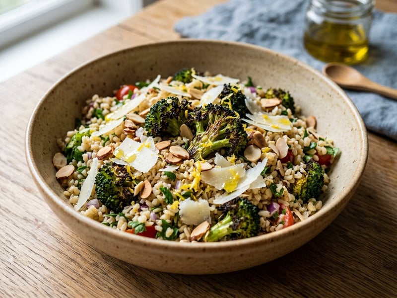 Salată toscană de bulgur cu broccoli copt și migdale | Prânz de toamnă