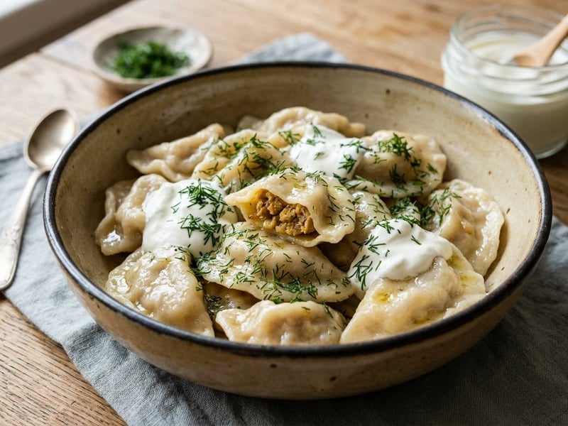 Moldavian Dumplings with Minced Meat | Tender Dumplings with Sour Cream