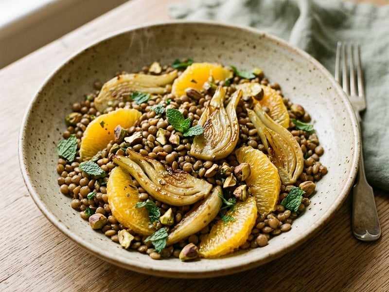 Warm Lentil Salad with Fennel | Hearty Oriental Lunch