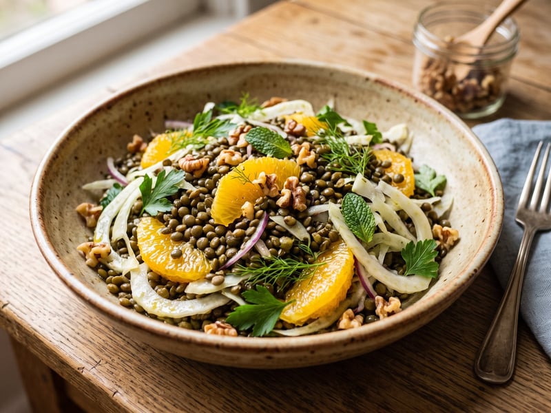 Oriental Lentil Salad with Fennel and Oranges | Autumn Lunch
