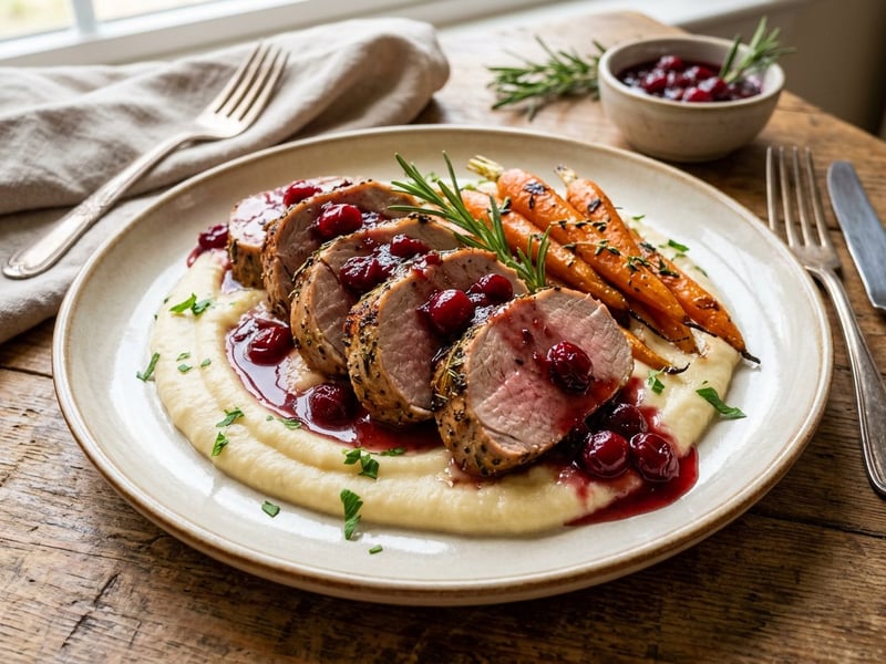 Mușchiuleț de porc gourmet | Cu păstârnac și merișoare