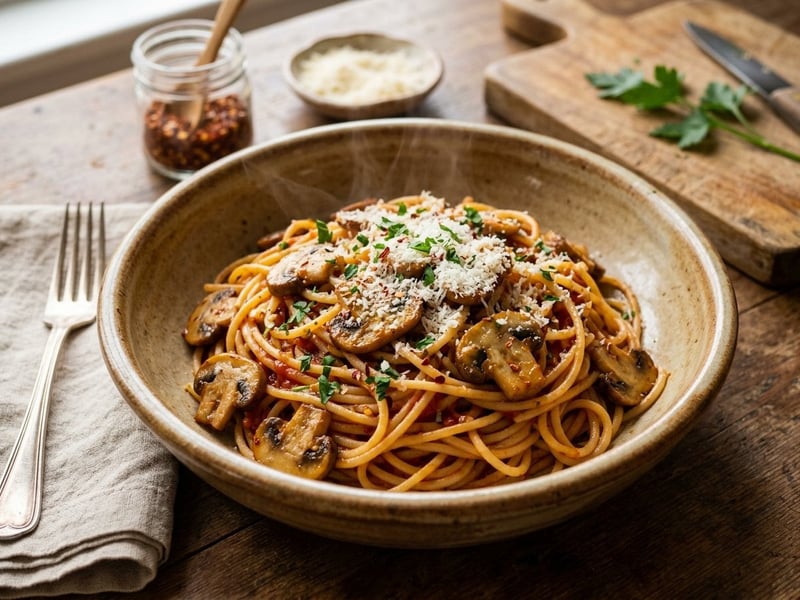 Spaghetti alla Carrettiera | Clasic italian cu ciuperci și roșii