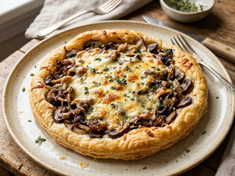 Rustic tart with Fontina cheese and wild mushrooms