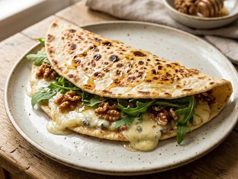 Piadina with Gorgonzola Cheese and Walnuts | Quick Italian Flatbread
