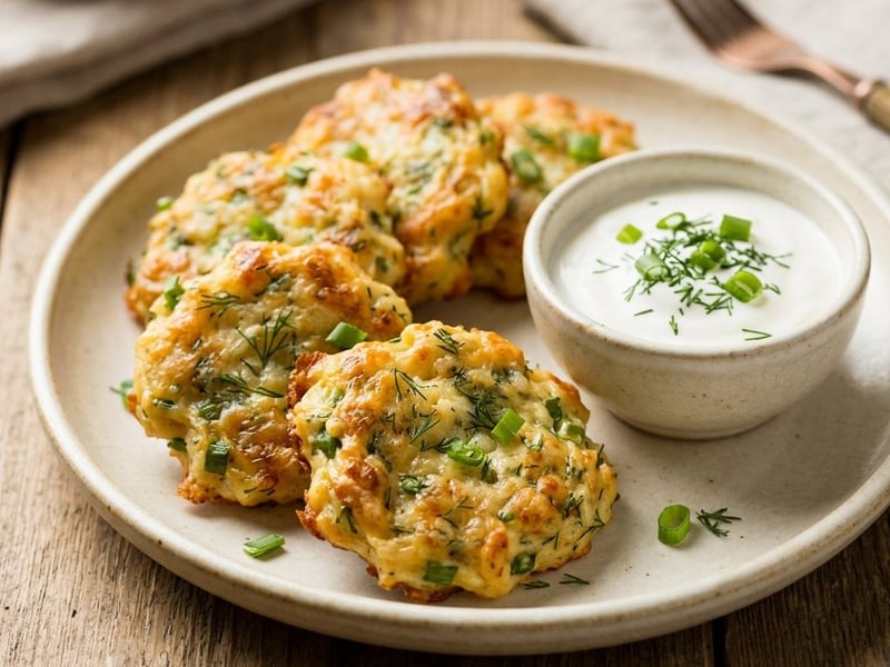 Baked cheese patties with dill and green onions | Romanian brunch