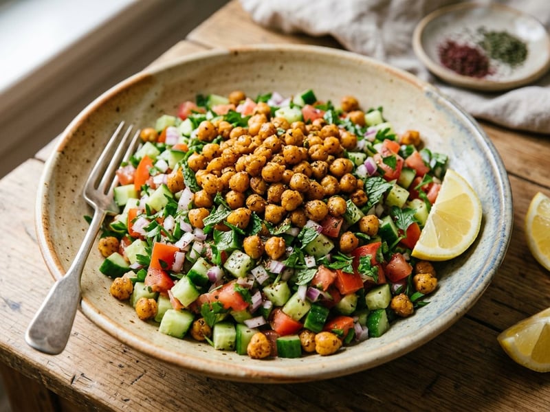 Shirazi Salad with Crispy Chickpeas | Refreshing Persian Lunch