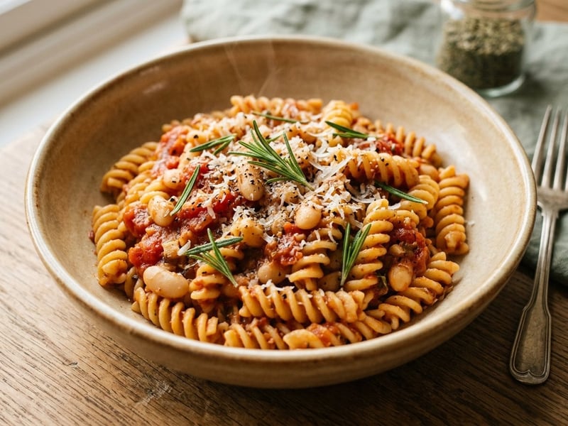 Fusilli cu fasole cannellini și rozmarin | Clasic italian rapid