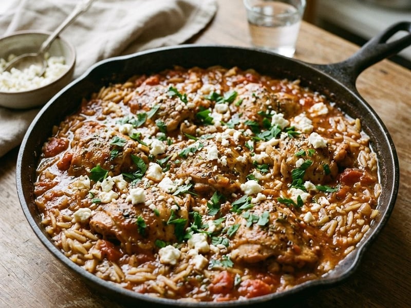 Skillet Chicken Giouvetsi | Quick Greek Dinner