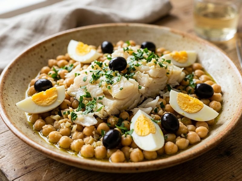 Meia-desfeita de bacalhau | Tradition with cod and chickpeas
