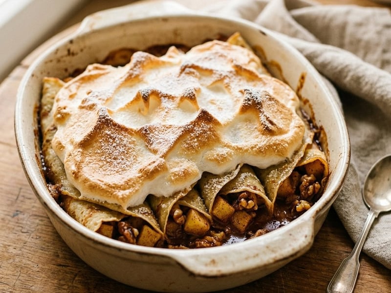 Banat-style crepes with apples | Traditional baked dessert