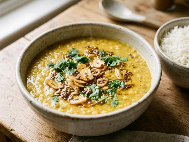 Lasooni Dal | Indian Yellow Lentil Curry with Browned Garlic