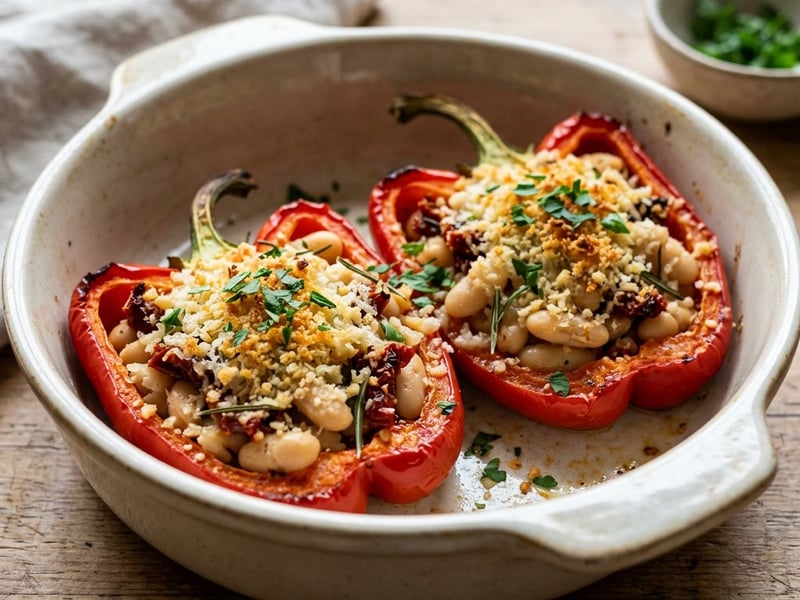 Roasted peppers stuffed with white beans | Mediterranean flavor