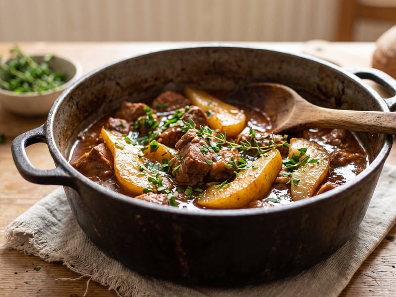 Transylvanian Pork Stew with Caramelized Pears and Thyme
