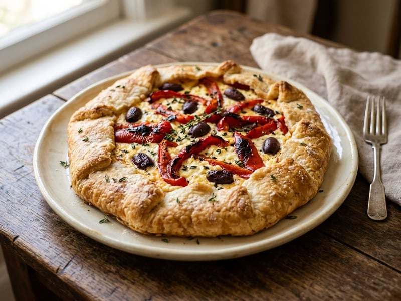 Roasted Pepper and Feta Galette | Mediterranean Flavor