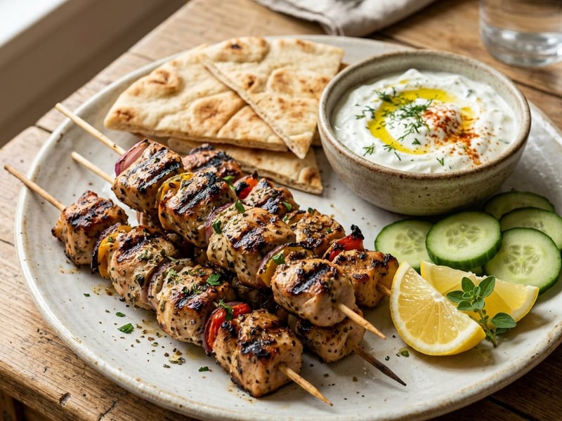 Grill pan turkey souvlaki | Tender and flavorful