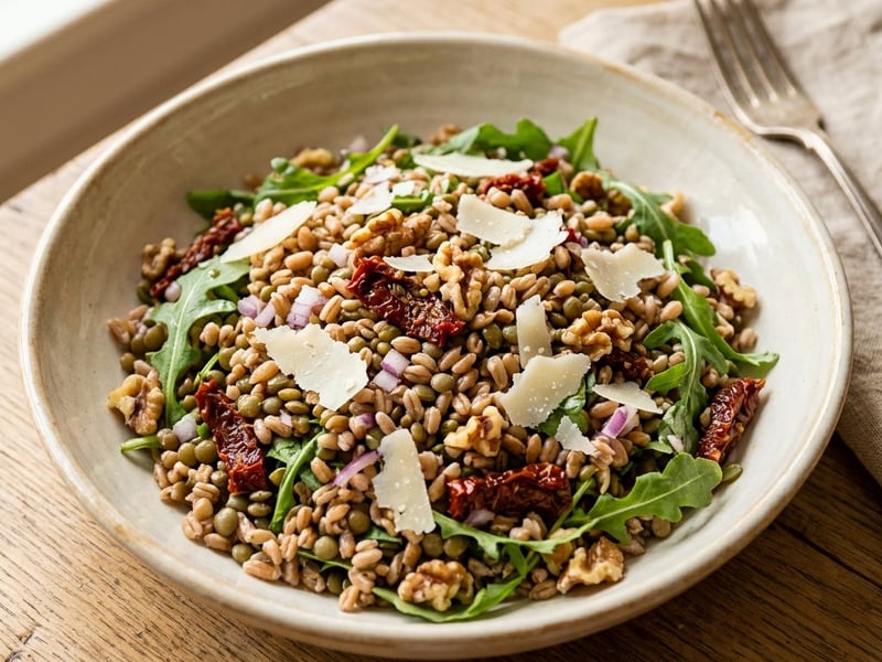Salată toscană de farro cu linte verde | Prânz de toamnă