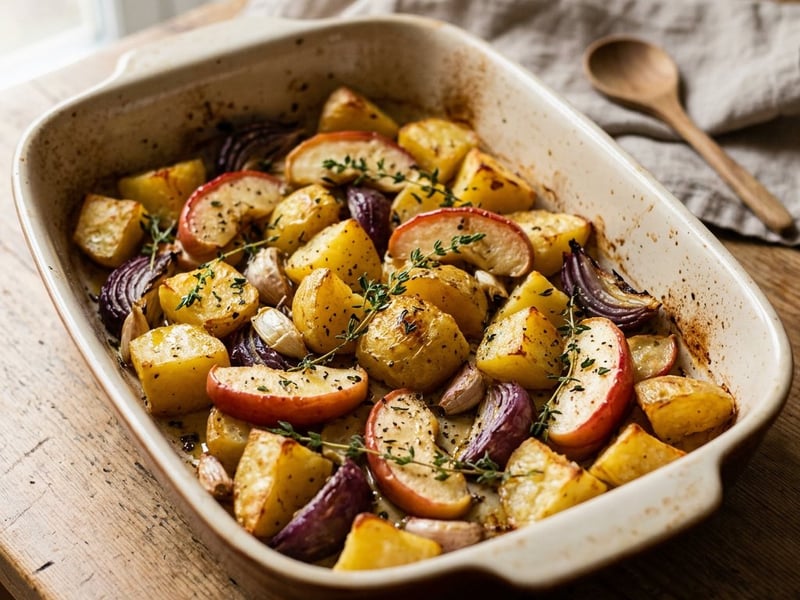 Baked potatoes and apples with thyme | Autumn flavour
