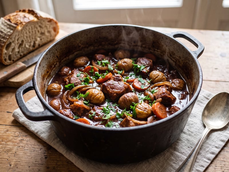 Banat Pork Stew with Chestnuts and Red Wine | Autumn Tradition