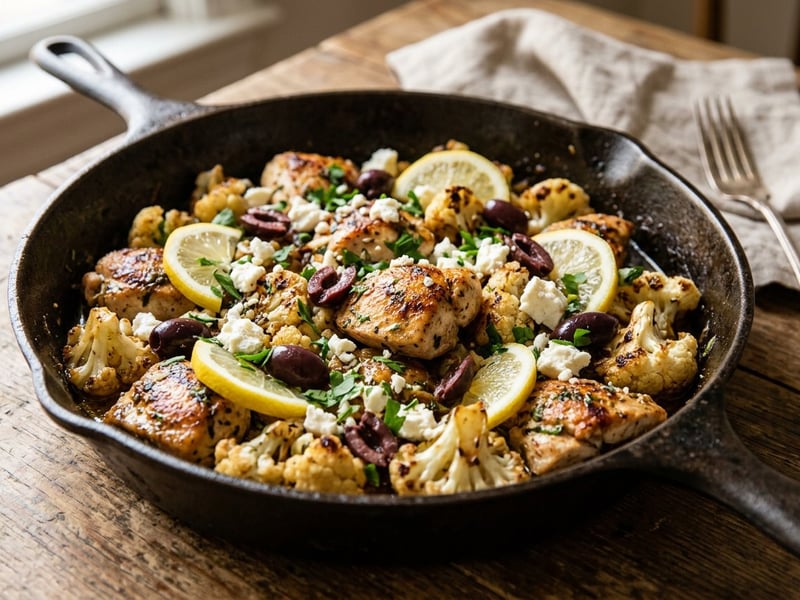 Greek Skillet Chicken with Cauliflower | Quick Dinner