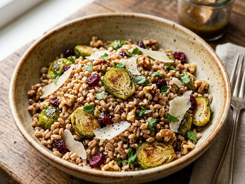 Salată de farro cu varză de Bruxelles | Prânz de toamnă