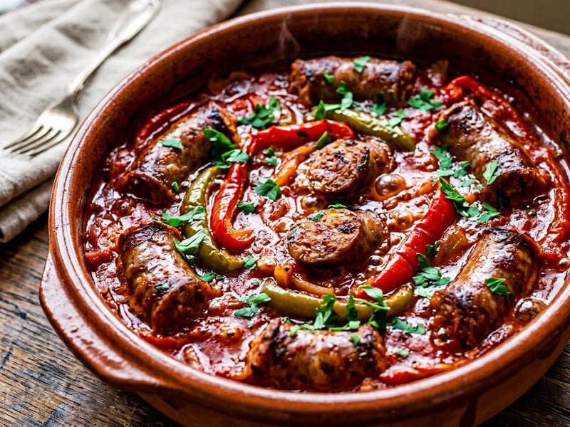 Greek Baked Spetsofai | Mediterranean Flavor