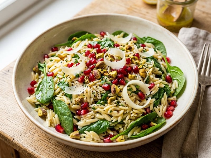 Salată toscană de orzo cu spanac și rodie | Deliciu toscan
