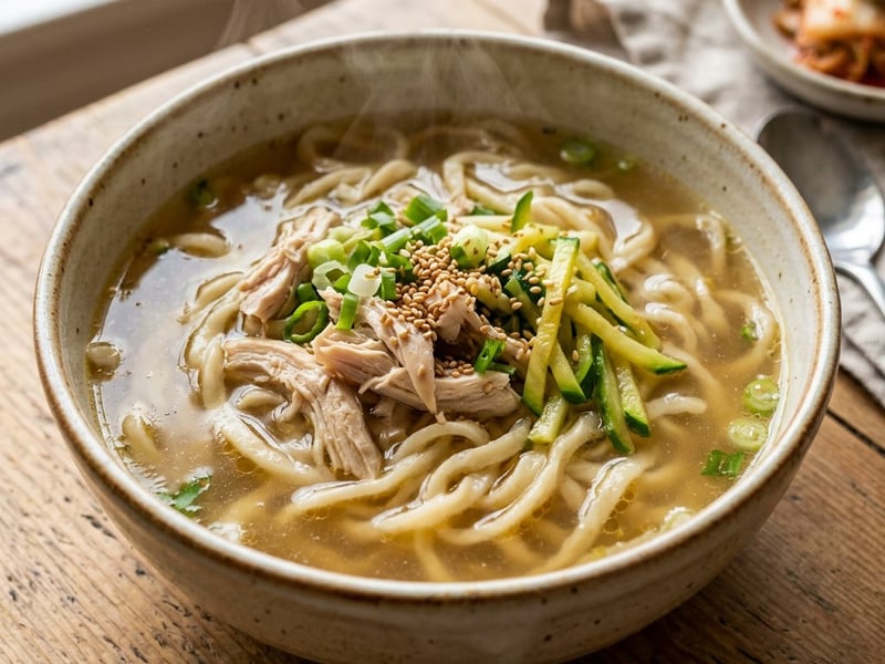 Dak-kalguksu | Supă coreeană de pui cu tăiței street food