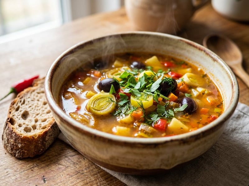 Oltenian leek soup with olives