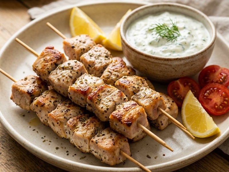 Souvlaki de curcan la tigaie | Cină grecească rapidă