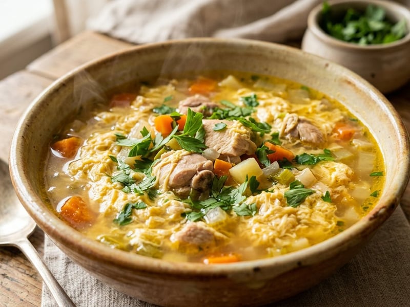Chicken sour soup with egg drops and borș | Authentic taste