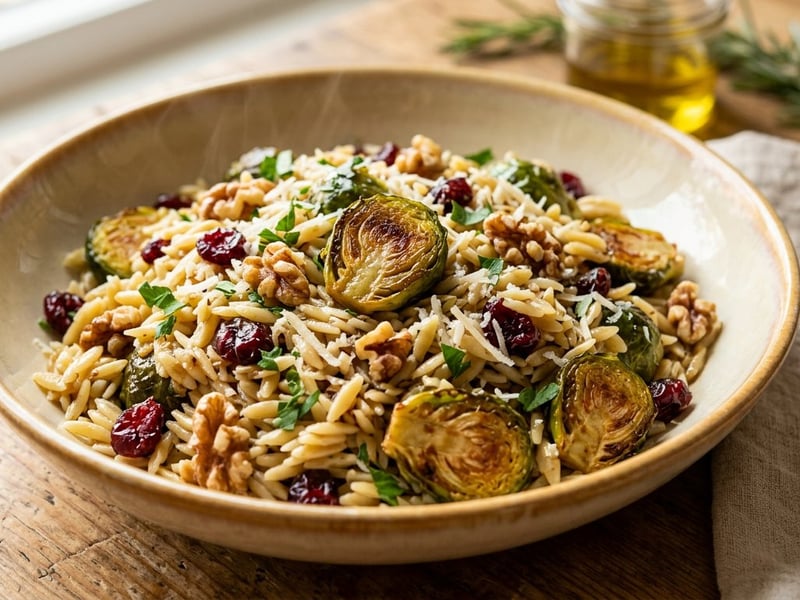 Salată toscană de orzo cu varză de Bruxelles coaptă | Prânz de toamnă