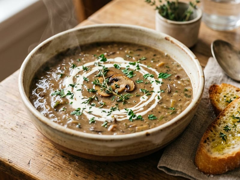 Normandy Brown Mushroom Soup with Apple Cider
