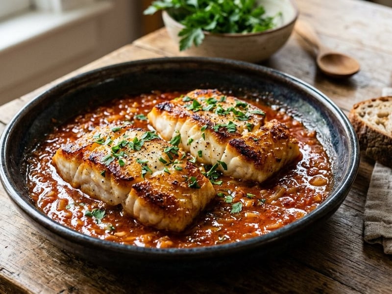 Bacalao con miel y tomate | Cod în stil catalan cu miere și sos de roșii